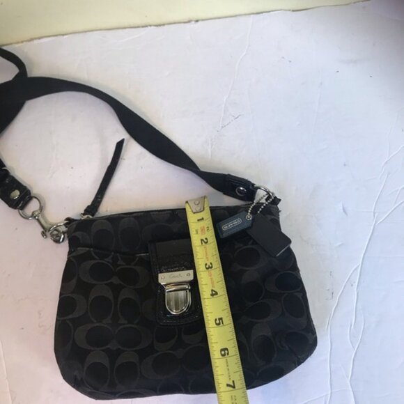 Coach Signature Small Crossbody Mini Bag Shoulder Patent Leather Zip Pocket Tote - Picture 15 of 16